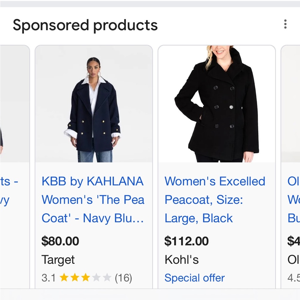 Old Navy Women's Black Peacoat - Picture 2 of 2